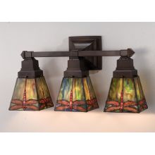Stained Glass / Tiffany 3 Light 20" Wide Bathroom Fixture from the Prairie Dragonfly Collection