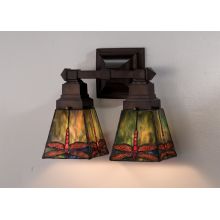 Stained Glass / Tiffany 2 Light 12" Wide Bathroom Fixture from the Prairie Dragonfly Collection