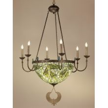 Stained Glass / Tiffany 10 Light Up / Down Lighting Chandelier from the Lotus Bud Collection