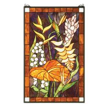 Tiffany Rectangular Stained Glass Window Pane from the Tropical Floral Collection