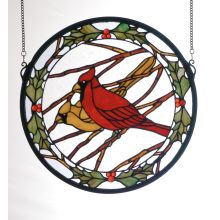 Stained Glass Tiffany Window from the Cardinals & Holly Collection