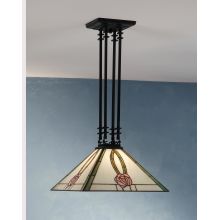 Stained Glass / Tiffany Down Lighting Pendant from the Mackintosh Rose Collection
