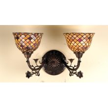 18" Wide 2 Light Double Sconce with Stained Glass Shades