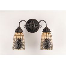 13" Wide 2 Light Double Sconce with Stained Glass Shades