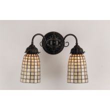 15" Wide 2 Light Double Sconce with Stained Glass Shades