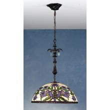 Stained Glass / Tiffany Three Light Pendant from the Nouveau Lily Collection