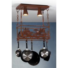 Two Light Down Lighting Pot Rack from the Fly Fisherman Collection