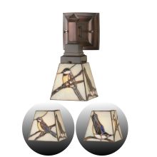 Early Morning Visitors 5" Wide Single Light Wall Sconce with Stained Glass Shade