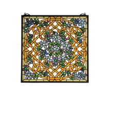 Tiffany Square Stained Glass Window Pane from the Shamrock Garden Collection