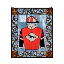 Tiffany Rectangular Stained Glass Window Pane from the Jockey Silks Collection