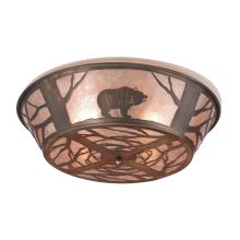 22" W Grizzly Bear On The Loose Flush Mount Ceiling Fixture