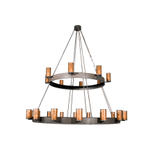 Chappell 24 Light 165" Wide Pillar Candle Chandelier with Brown Mica Shade