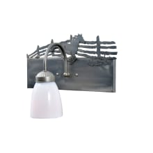 Running Horse Single Light 13" Wide Bathroom Sconce with White Glass Shade