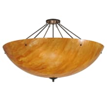 Madison 8 Light 48" Wide Semi-Flush Bowl Ceiling Fixture with Amber Shade - Timeless Bronze Finish