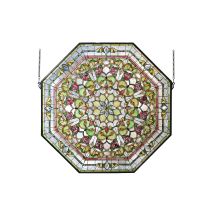Front Hall Floral Hand-Crafted 35"H X 35"W Stained Glass Window