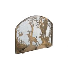 39.5" W X 30" H Deer On The Loose Arched Fireplace Screen
