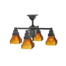22" W Bungalow Frosted Amber 4 Light Chandelier