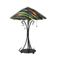 24" H Penna Di Pavone Fused Glass Table Lamp