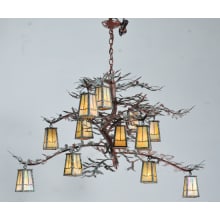 Pine Branch Valley View 12 Light 52" Wide Chandelier with Beige Glass Shades - Rust Finish