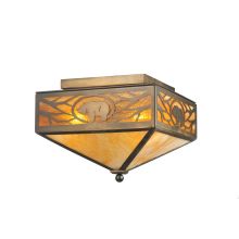 14" Square Lone Grizzly Bear Flush Mount Ceiling Fixture