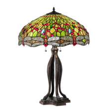 Tiffany Hanginghead Dragonfly 3 Light 30" Tall Buffet Table Lamp