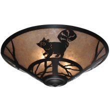 22" W Raccoon On The Loose Flush Mount Ceiling Fixture