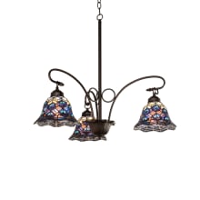 Tiffany Peacock Feather 3 Light 32" Wide Chandelier