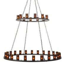 Loxley 36 Light 72" Wide Pillar Candle Style Chandelier with Amber Glass Shades - Timeless Bronze Finish
