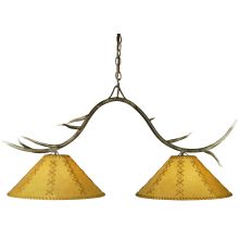 44" L Branches 2 Light Faux Leather Island Chandelier
