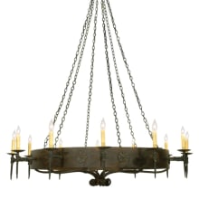 Warwick 12 Light 72" Wide Taper Candle Style Chandelier - Hand Wrought Iron Finish