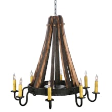 Barrel Stave Madera 8 Light 27" Wide Taper Candle Style Chandelier