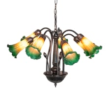 Amber/Green Pond Lily 7 Light 24" Wide Chandelier