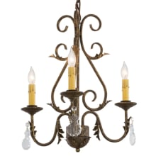 French Elegance 3 Light 18" Wide Crystal Candle Style Chandelier