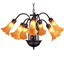 Amber Pond Lily 7 Light 20" Wide Chandelier with Yellow Glass Shade