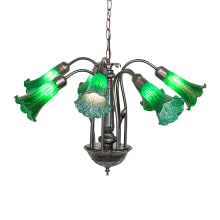 Green Tiffany Pond Lily 7 Light 24" Wide Chandelier