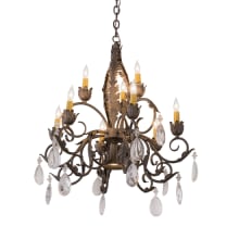 New Country French 9 Light 26" Wide Crystal Candle Style Chandelier
