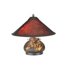 15.5" H Van Erp Amber Mica Lighted Base Table Lamp