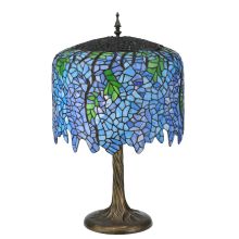 Tiffany Wisteria 2 Light 28" Tall Hand-Crafted Table Lamp with Stained Glass