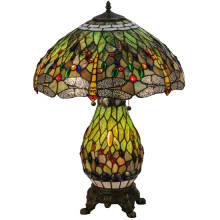 25" H Tiffany Hanginghead Dragonfly Lighted Base Table Lamp