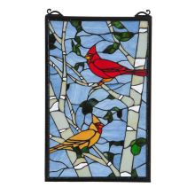 Cardinal Morning Hand-Crafted 20"H X 12.75"W Stained Glass Window