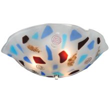 18" W Organic Slumped Fused Glass Flush Mount Ceiling Fixture