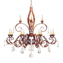 Country French 12 Light 48" Wide Crystal Candle Style Chandelier
