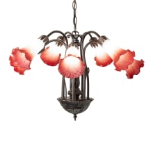 Pink/White Tiffany Pond Lily 7 Light 24" Wide Chandelier