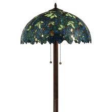 Nightfall Wisteria 2 Light 63" Tall Hand-Crafted Floor Lamp with Stained Glass