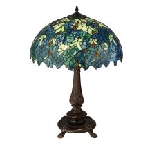 Nightfall Wisteria 2 Light 26" Tall Hand-Crafted Table Lamp with Stained Glass