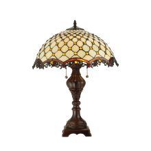 Diamond & Jewel 2 Light 24" Tall Hand-Crafted Table Lamp with Stained Glass