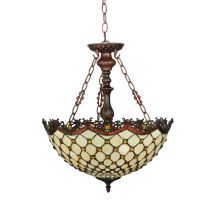 Diamond & Jewel 3 Light 18" Wide Hand-Crafted Pendant with Stained Glass