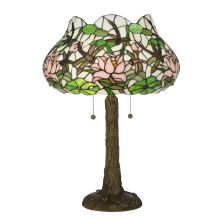 Dragonfly Flower 2 Light 22.5" Tall Hand-Crafted Table Lamp with Stained Glass