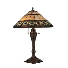 Ilona 2 Light 25" Tall Hand-Crafted Table Lamp with Stained Glass