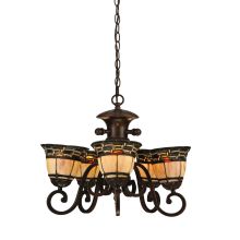 Ilona 5 Light 20" Wide Hand-Crafted Pendant with Stained Glass